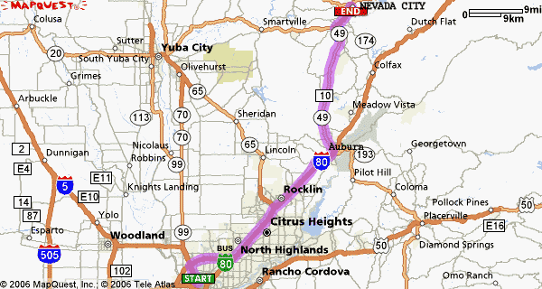 Route: Sacramento to Nevada City