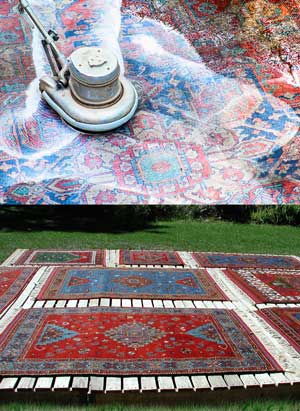 Oriental rug washing and drying at The Magic Carpet.